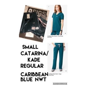 NWT Figs Caribbean Blue Small Catarina/Small Kade